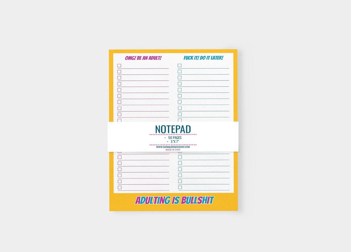 Funny Notepad / Adulting is Bullshit / swear sarcastic snark
