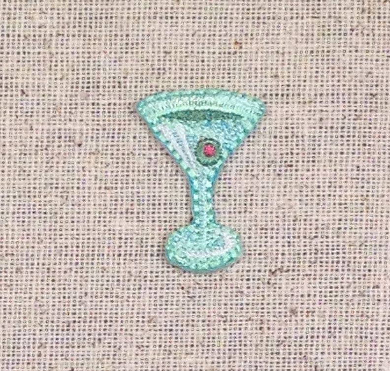 Green Mini Martini Glass Iron-On Patch – 1" Cocktail Glass
