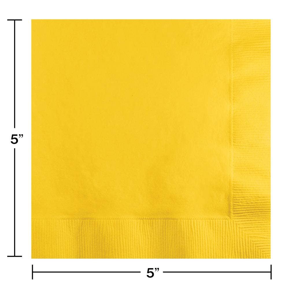 School Bus Yellow Value Friendly Beverage Napkins, 20/Pkg