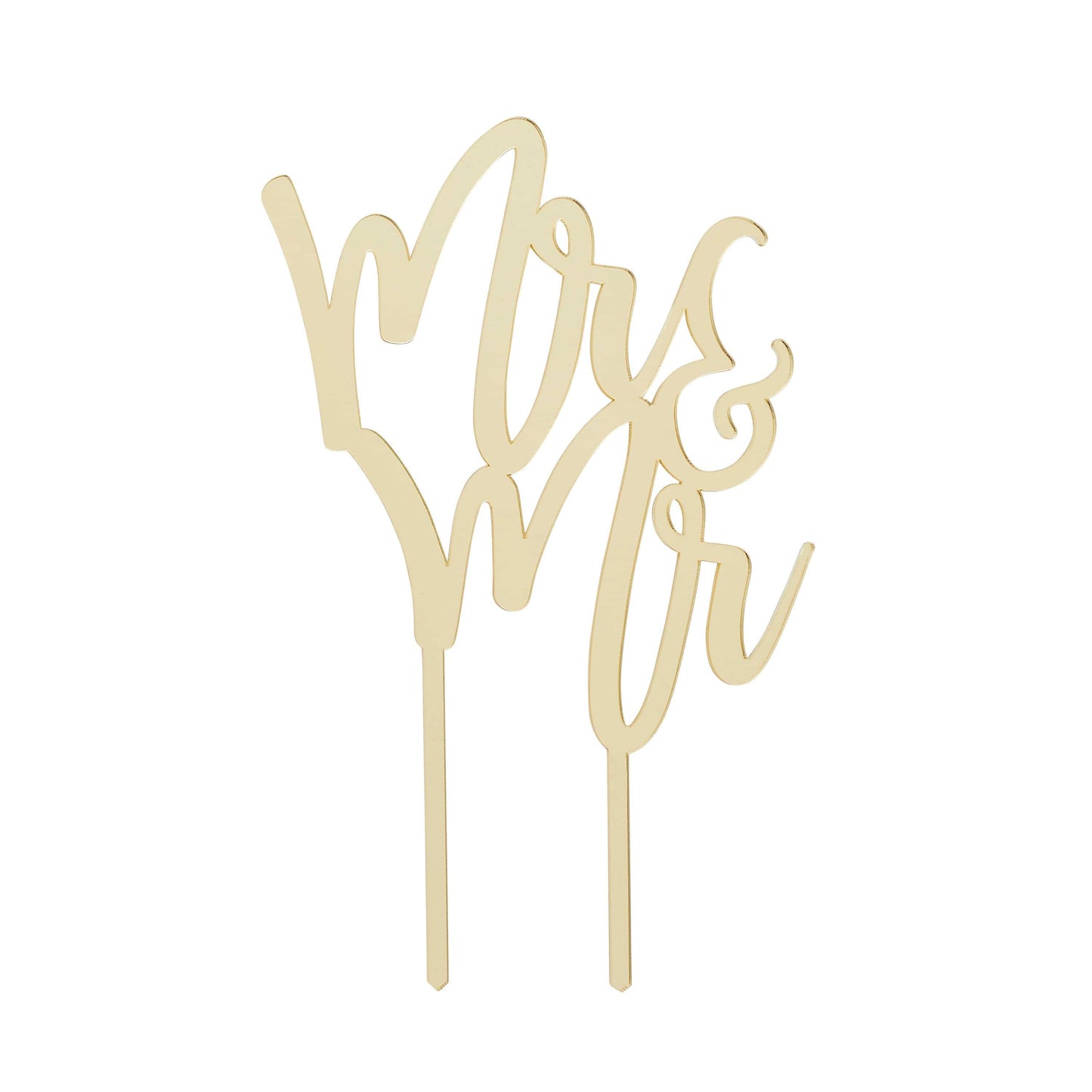 Gold 'Mr & Mr' Mirror Acrylic Cake Topper