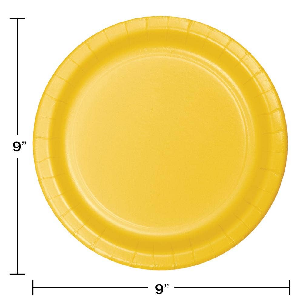 School Bus Yellow Value 8.75" Paper Dinner Plate, 8/Pkg