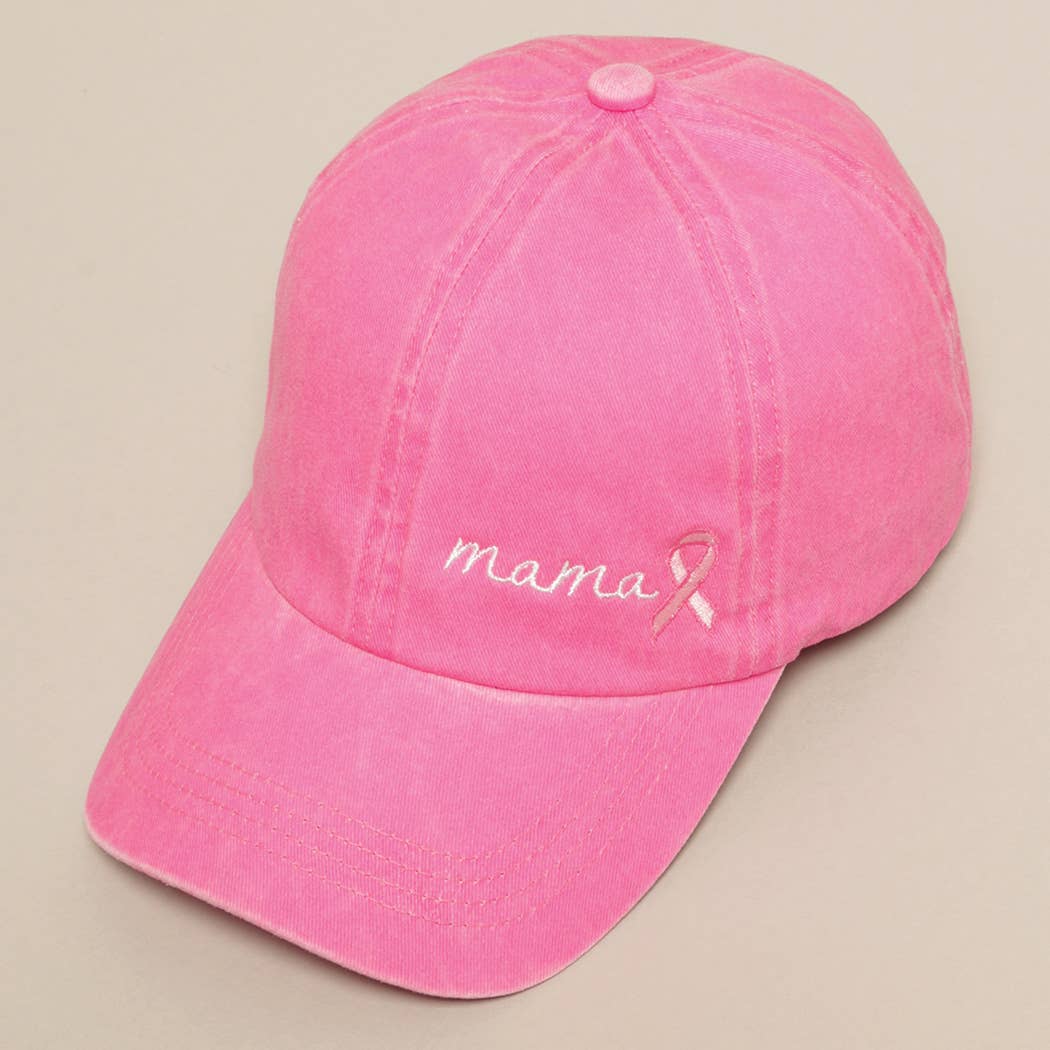 Breast Cancer Awareness Ribbon Baseball Cap: LCAP2478MR-DUSTY PINK / ONE SIZE