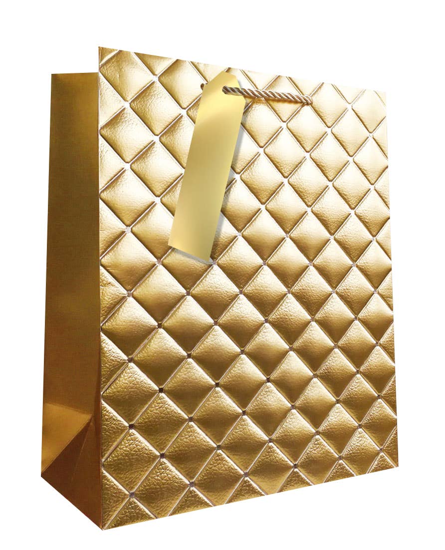 Gold Quilted Large Gift Bag Boutique