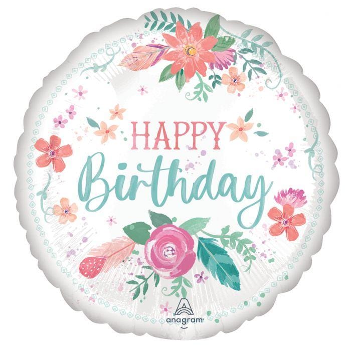 27" Floral Pastel Happy Birthday Balloon
