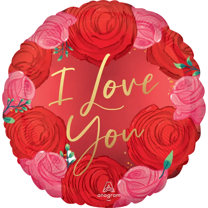 18" I Love You Satin Roses Balloon