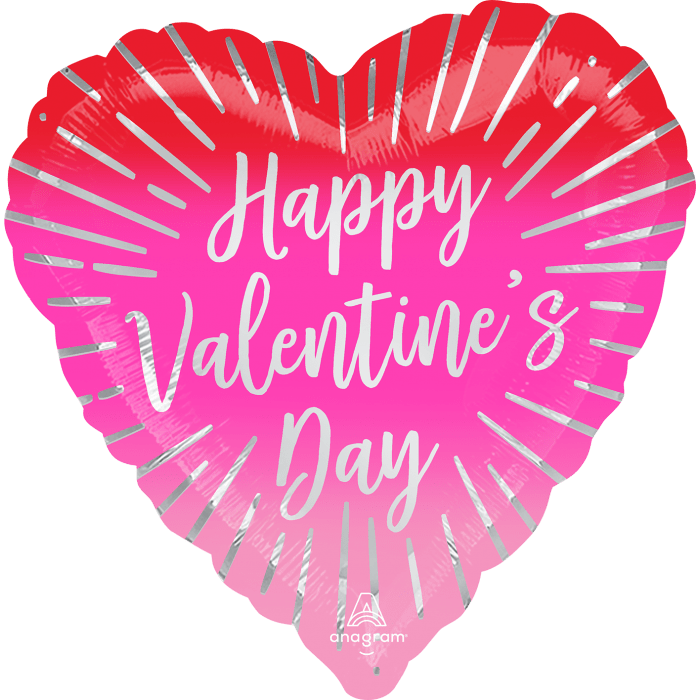18" Radiant Silver Happy Valentine's Day Balloon