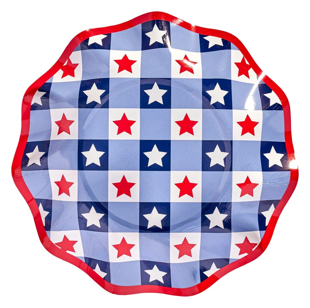 Patriotic Gingham Wavy Paper Dessert Bowl/ 8CT
