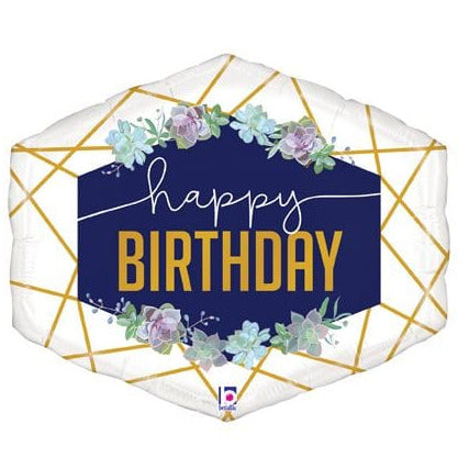 30" Geo Floral Birthday Marquee Balloon