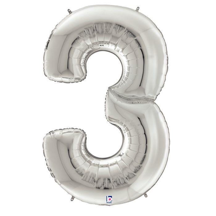 64" #3 Silver Gigaloon Balloon