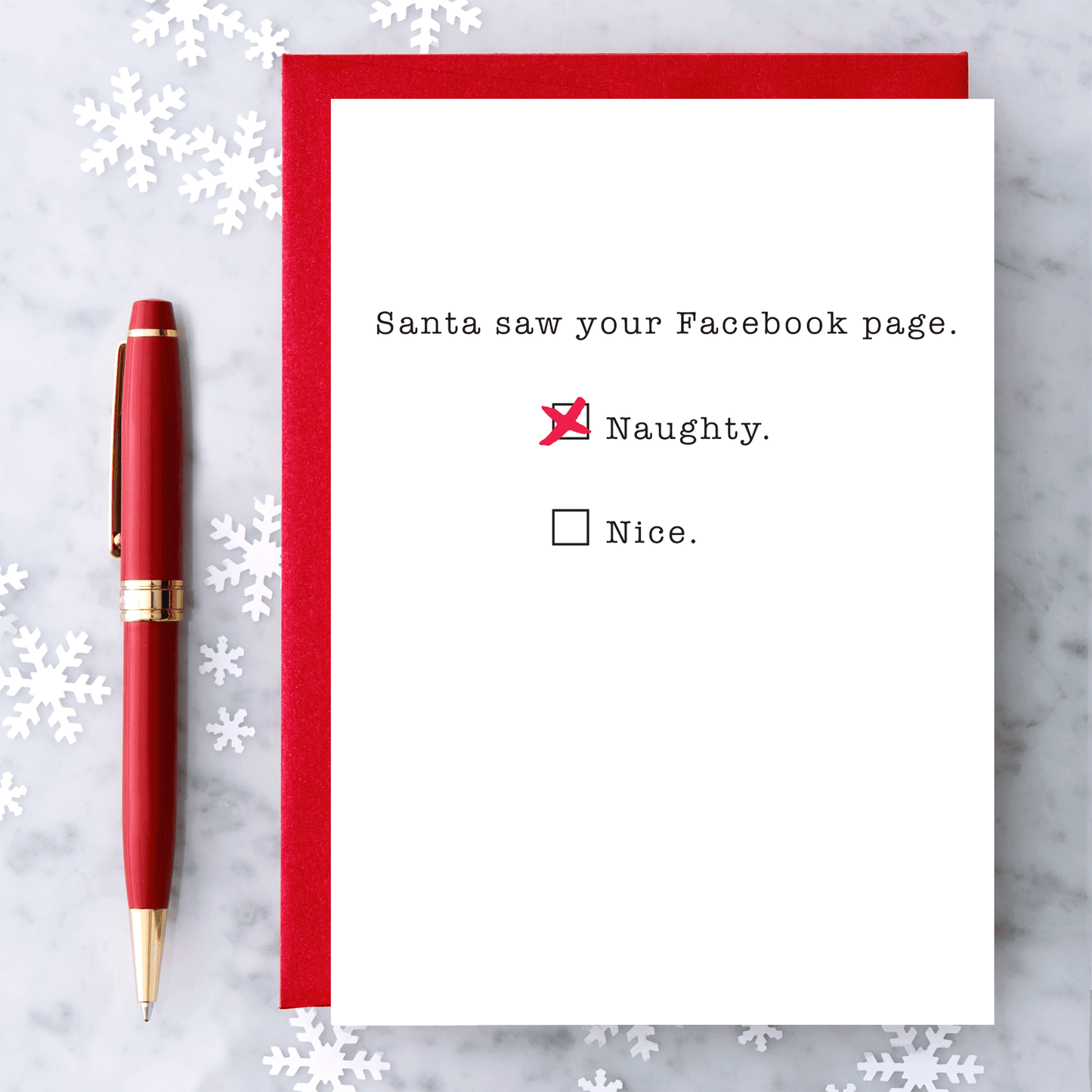 "Santa Saw Your Facebook Page" Christmas Card