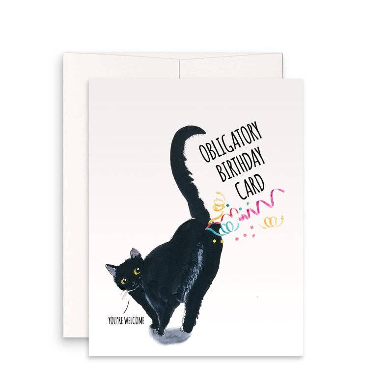Obligatory Birthday Card, Black Cat Fart - Funny Birthday Card