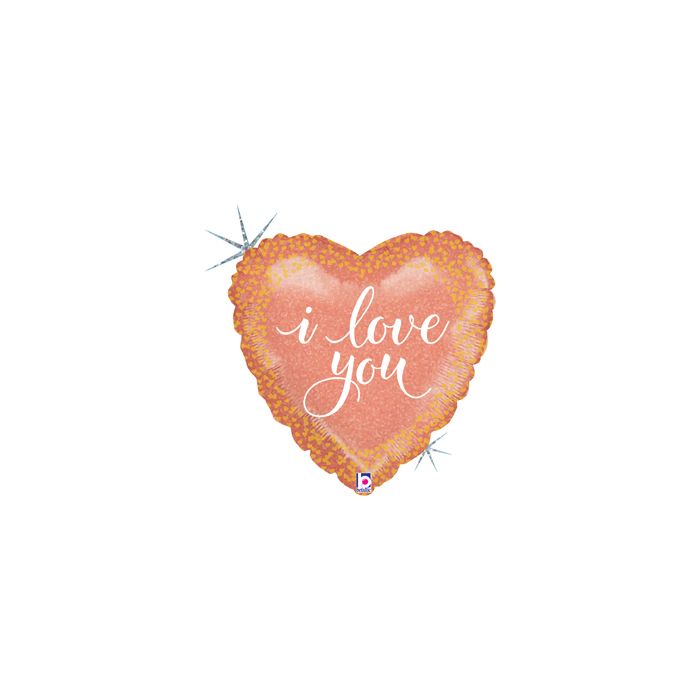 18" I Love You Rose Gold Heart Balloon