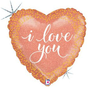 18" I Love You Rose Gold Heart Balloon