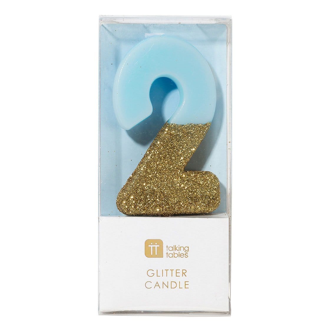 We Heart Birthday Glitter Number Candle Blue 2