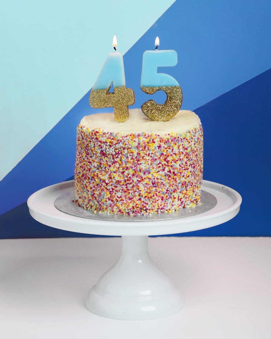 We Heart Birthday Glitter Number Candle Blue 4