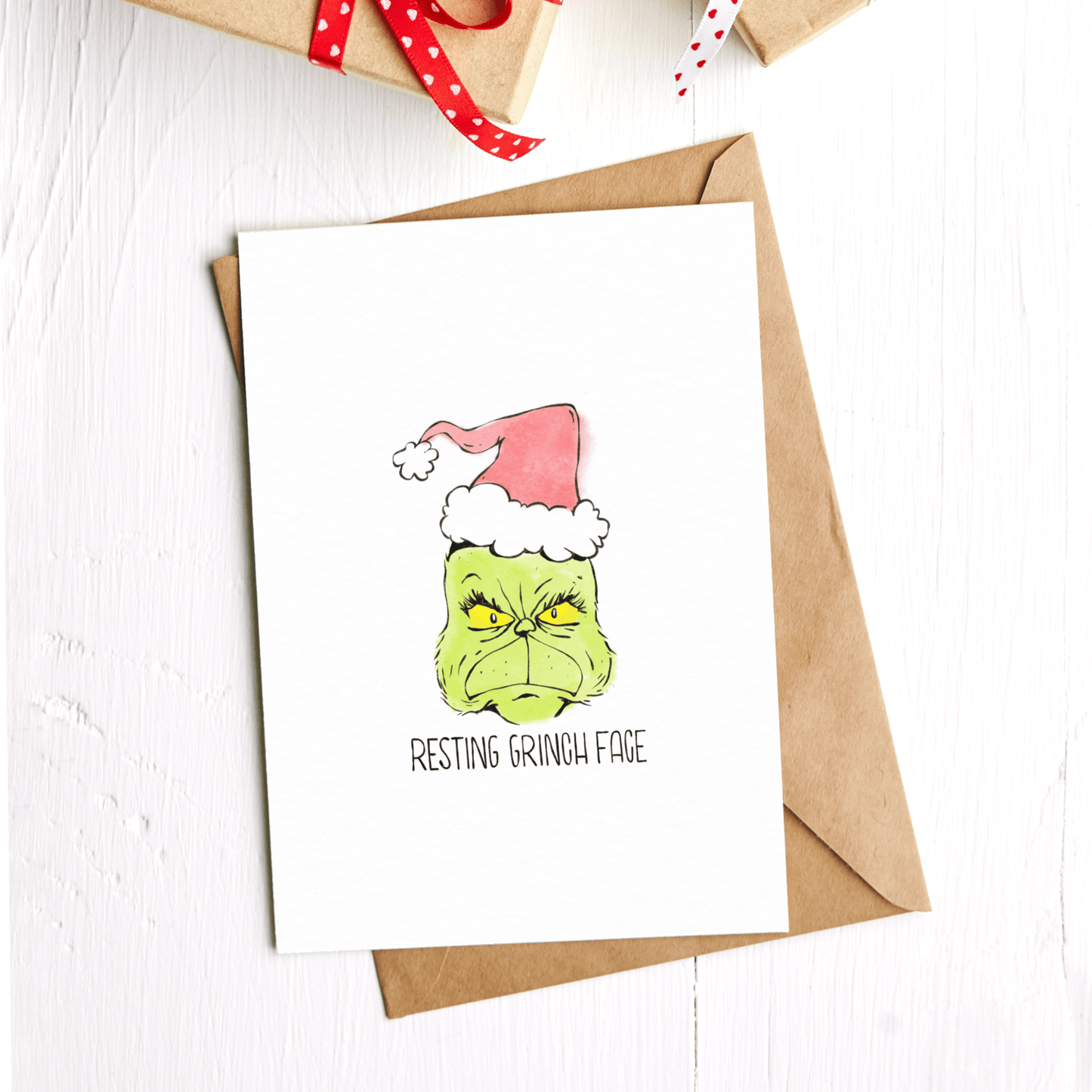 Resting Grinch Face Greeting Card