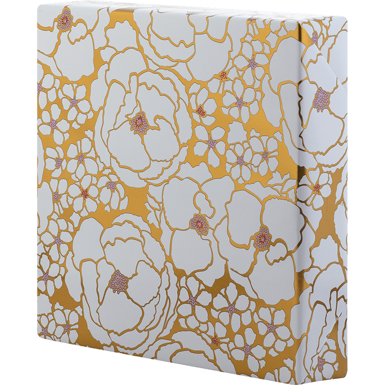 Gift wrap box golden flowers