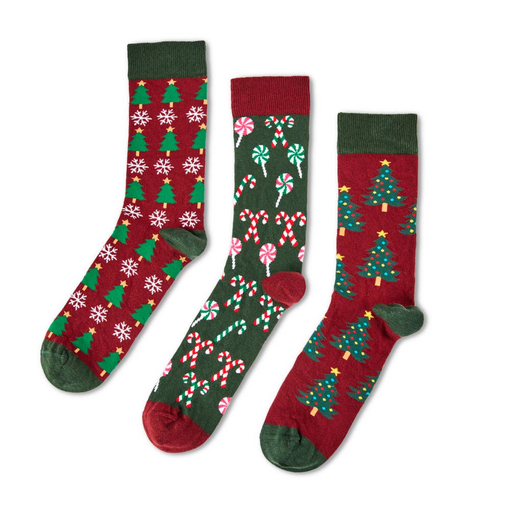 Unisex Christmas Tree Socks Gift Set: 6 - 11