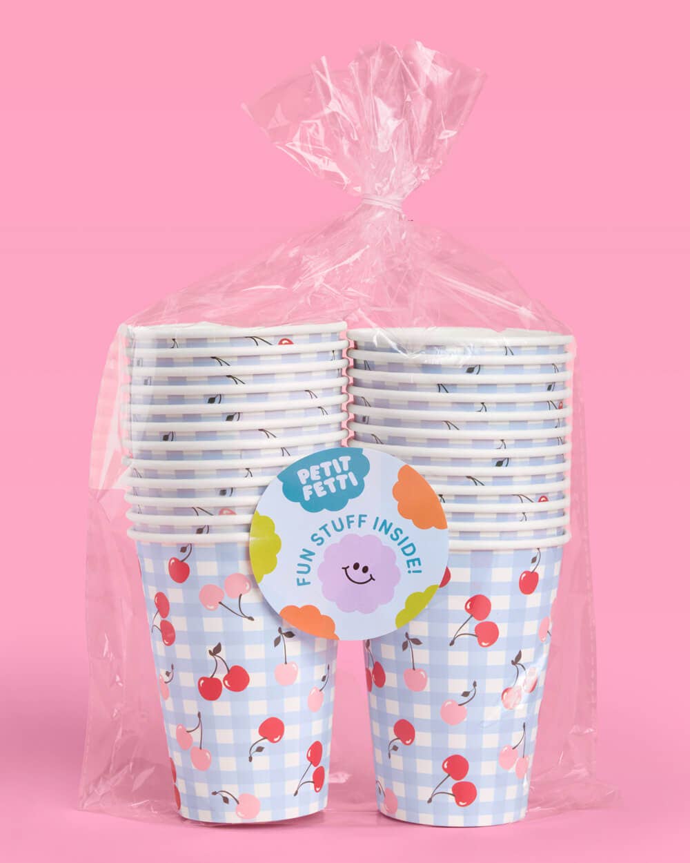 Cherry Gingham Paper Cups - 12 oz, 24 count