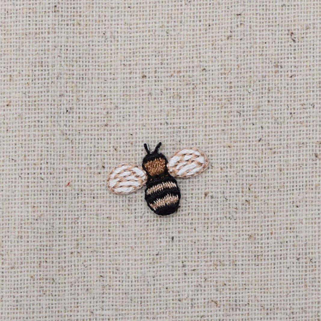 Mini Bumble Bee - Brown/Black - Iron on Applique - Embroidered Patch - 116102A