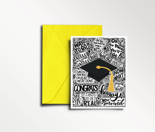 Graduation Card - Sketch Style, unique, fun