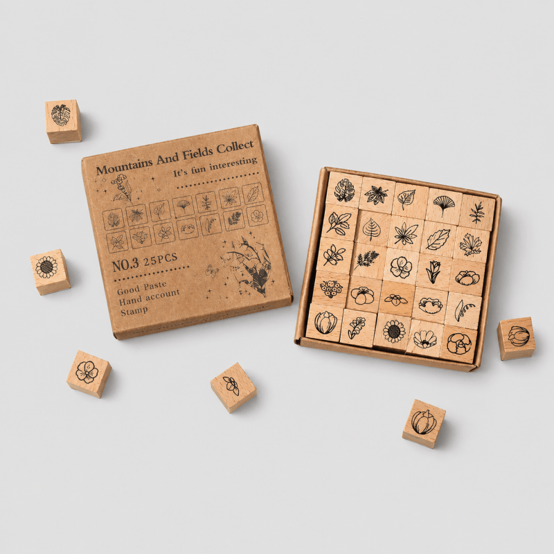 Mini Themed Wooden Stamp Set: Emoji / One Size