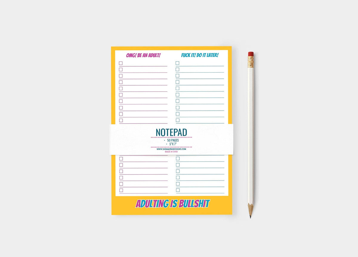 Funny Notepad / Adulting is Bullshit / swear sarcastic snark