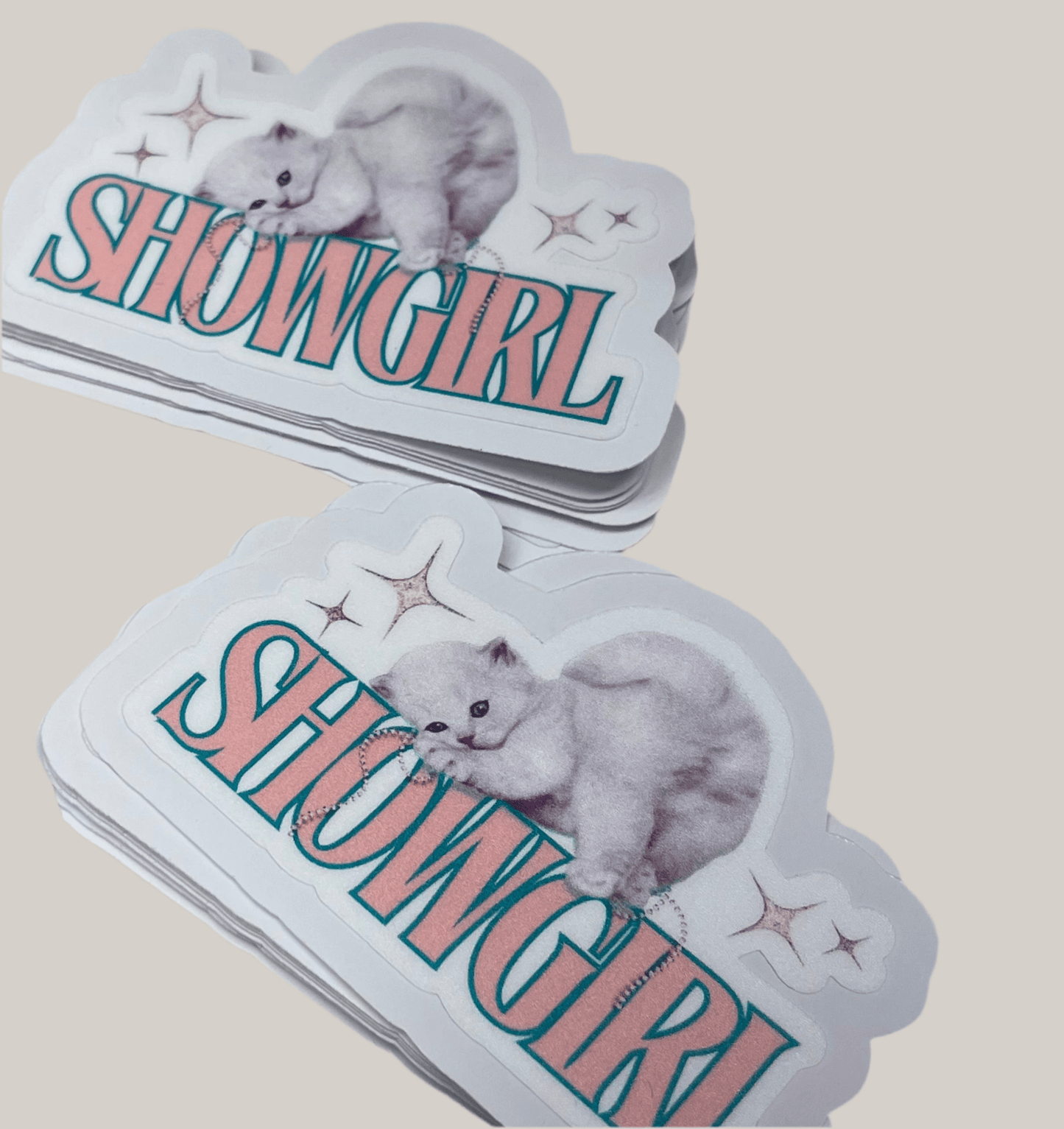 Showgirl show kitty sticker with bling