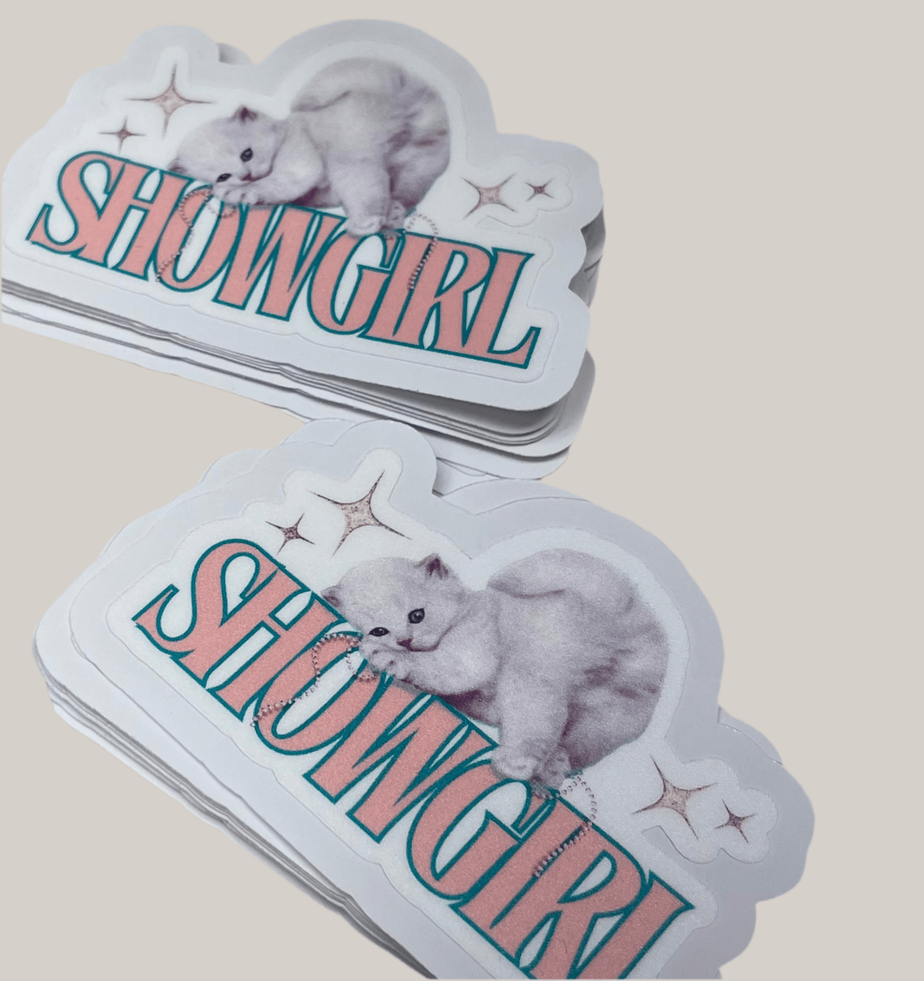 Showgirl show kitty sticker with bling