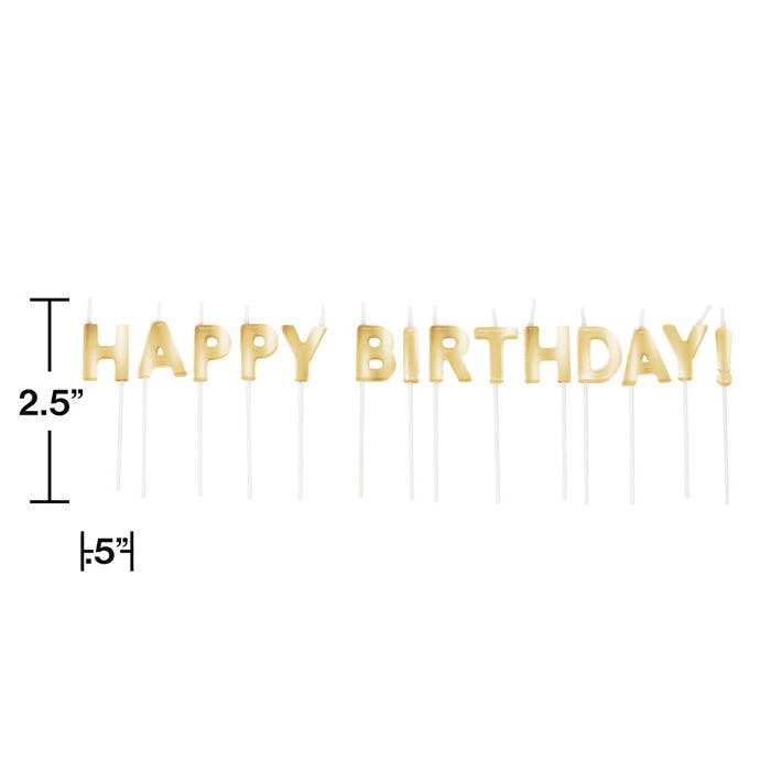 Gold Happy Birthday Candles, 14/Pkg