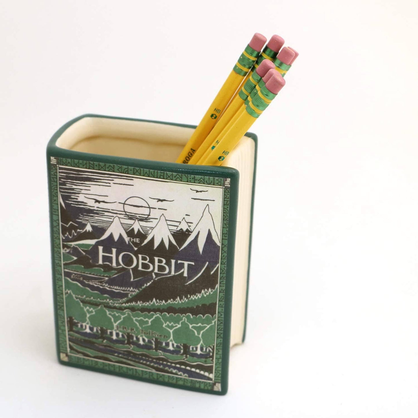 The Hobbit, book shaped pencil holder, decoupaged, vase