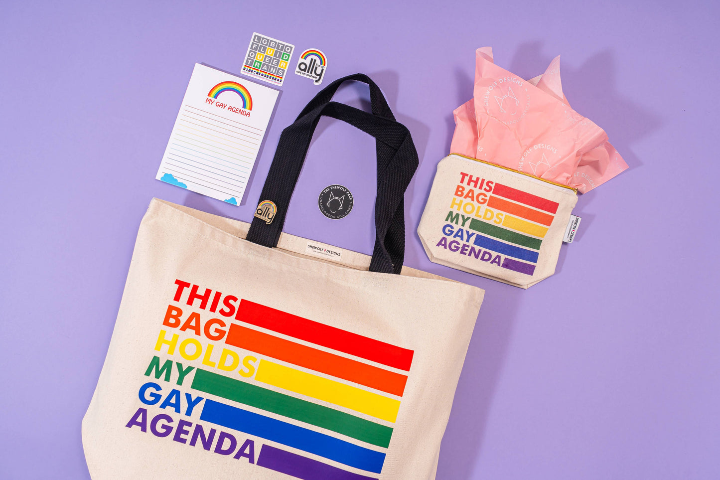 My Gay Agenda Tote Bag | Pride LGBTQ+ Rainbow Canvas Bag