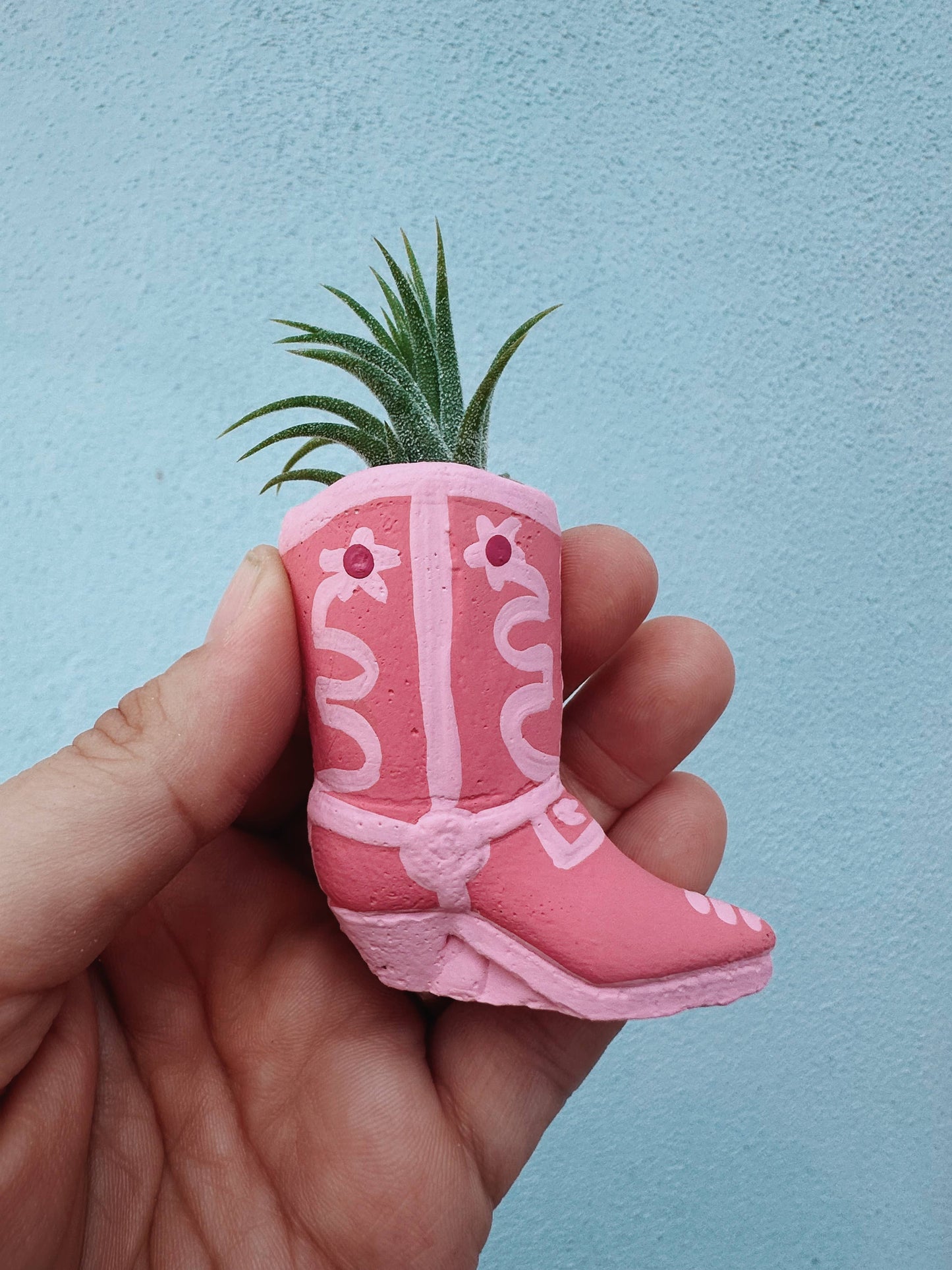 Pink Fairy Mini Cowboy Boot Planter with Plant