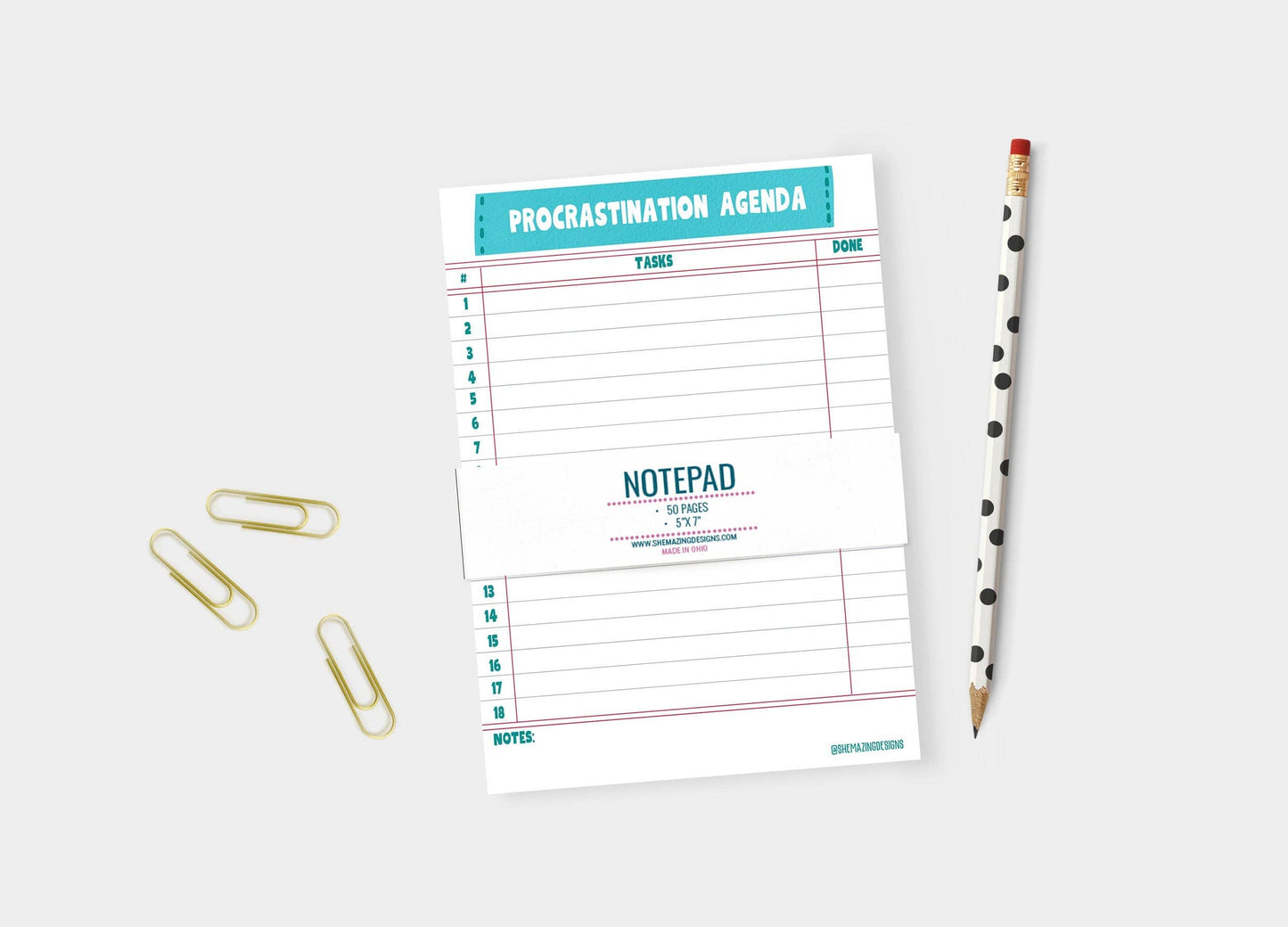 Procrastination Agenda - 5x7 Notepad