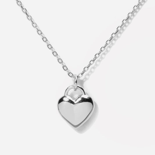 Freya Puffed Heart Silver Necklace
