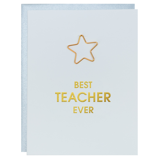 . . Best Teacher Ever Paper Clip Letterpress Greeting Card