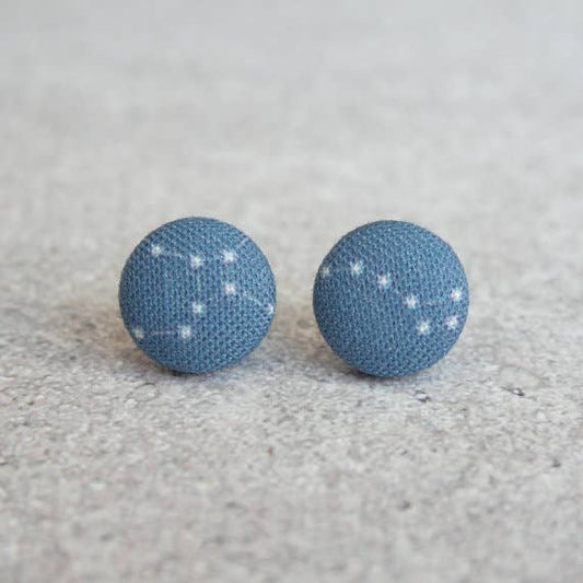 Constellations Fabric Button Earrings: 0.5 inch wide