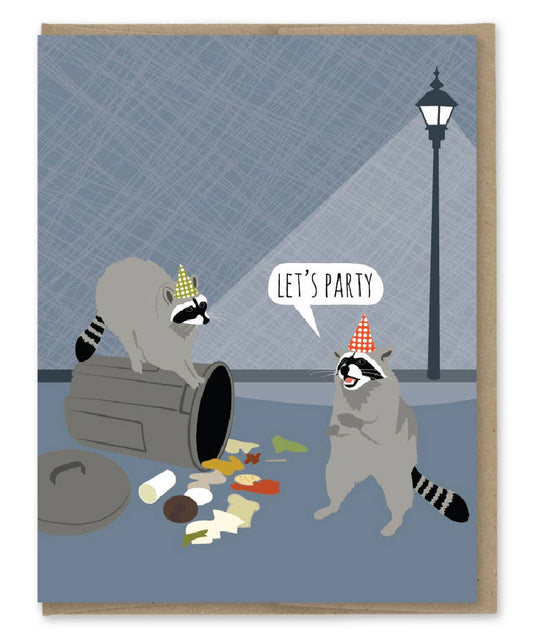 Let's Party Raccoon Card