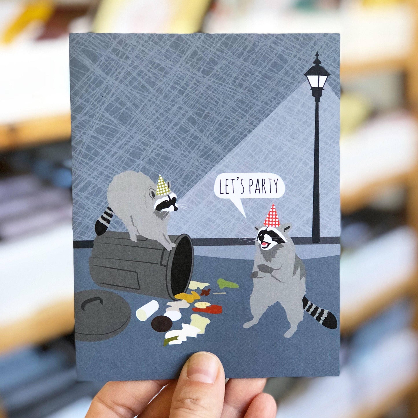 Let's Party Raccoon Card