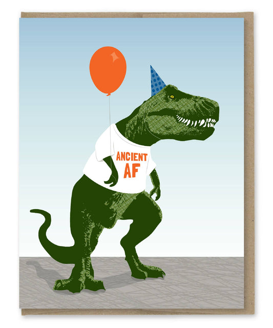 Ancient AF T-Rex Birthday Card
