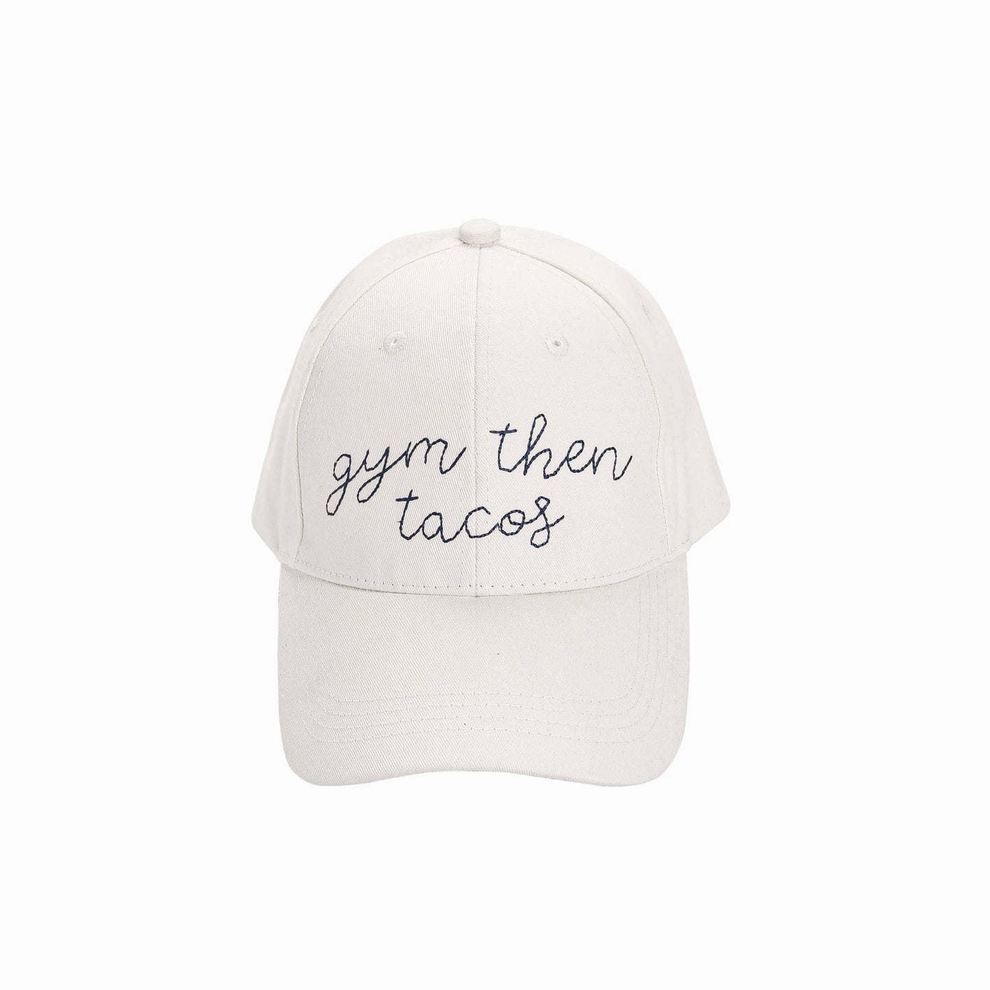 Cotton White Gym Then Tacos Embroidered Hat