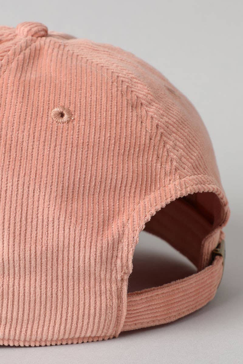 Corduroy Adjustable Cotton Baseball Cap Dad Hat: SMOKEPINK / One Size