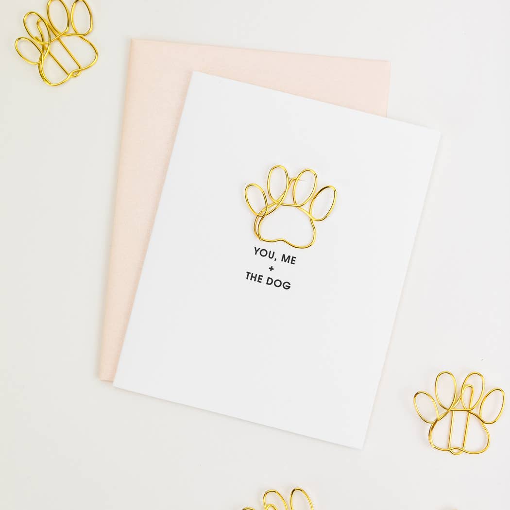 You, Me + The Dog - Love | Anniversary - Paw Print Paperclip Card