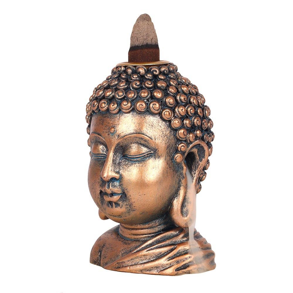 Bronze Buddha Head Backflow Incense Burner