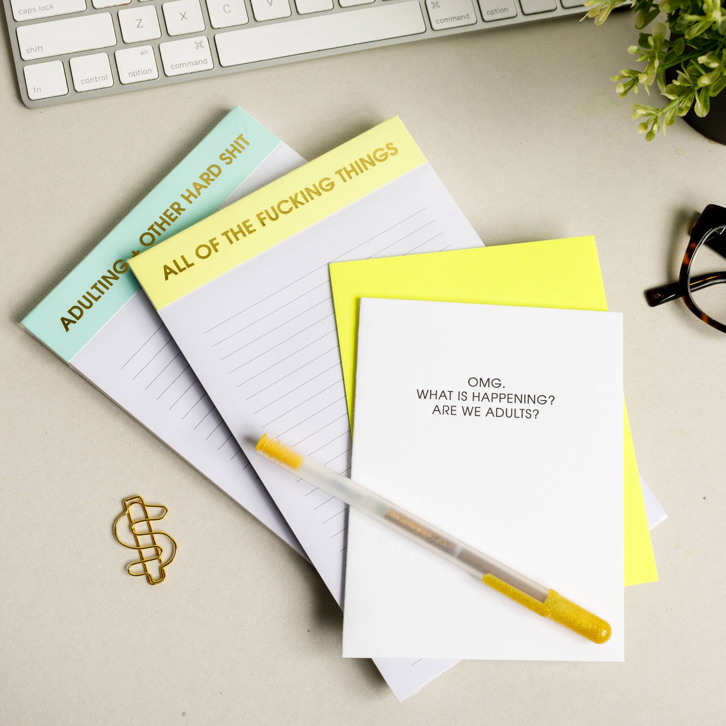 Adulting + Other Hard Shit - Lined Notepad - Sea Foam Green - 65 perforated pages - 5x8