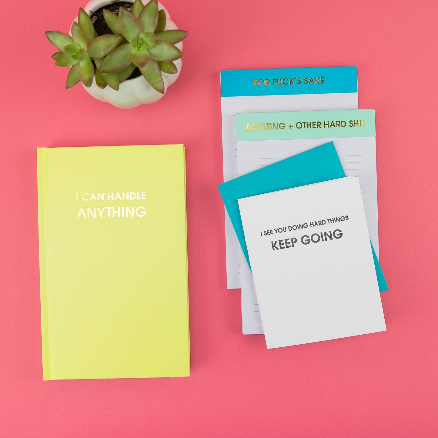 Adulting + Other Hard Shit - Lined Notepad - Sea Foam Green - 65 perforated pages - 5x8