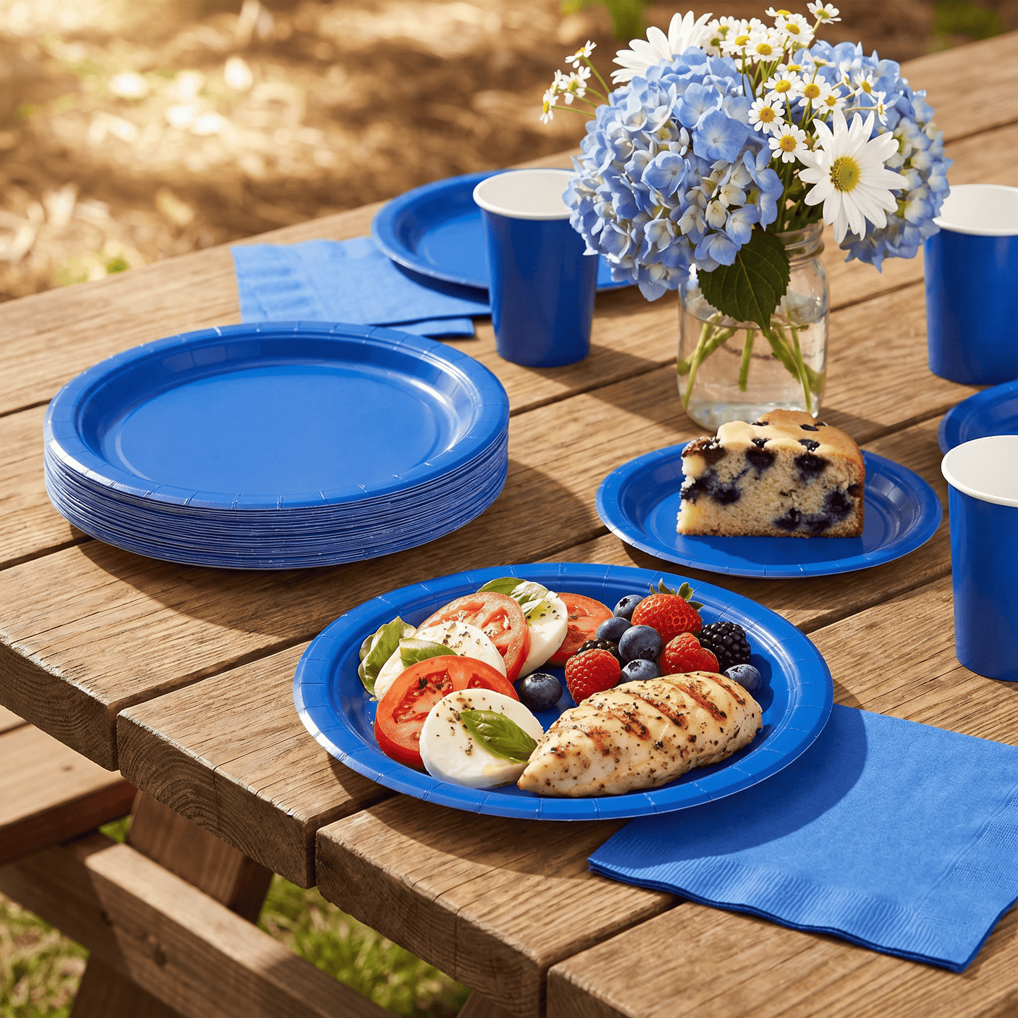 Cobalt Blue Value Friendly 8.75" Paper Dinner Plates, 8/Pkg