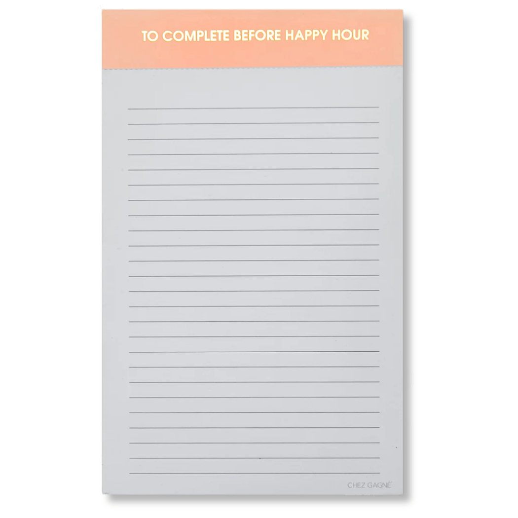 To Complete Before Happy Hour - Lined Notepad  - Sunset Pink - 65 perforated pages - 5x8