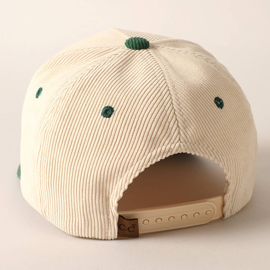 Plain Two Tone Corduroy 5 Panel Trucker Hat: BEIGE / ONE SIZE