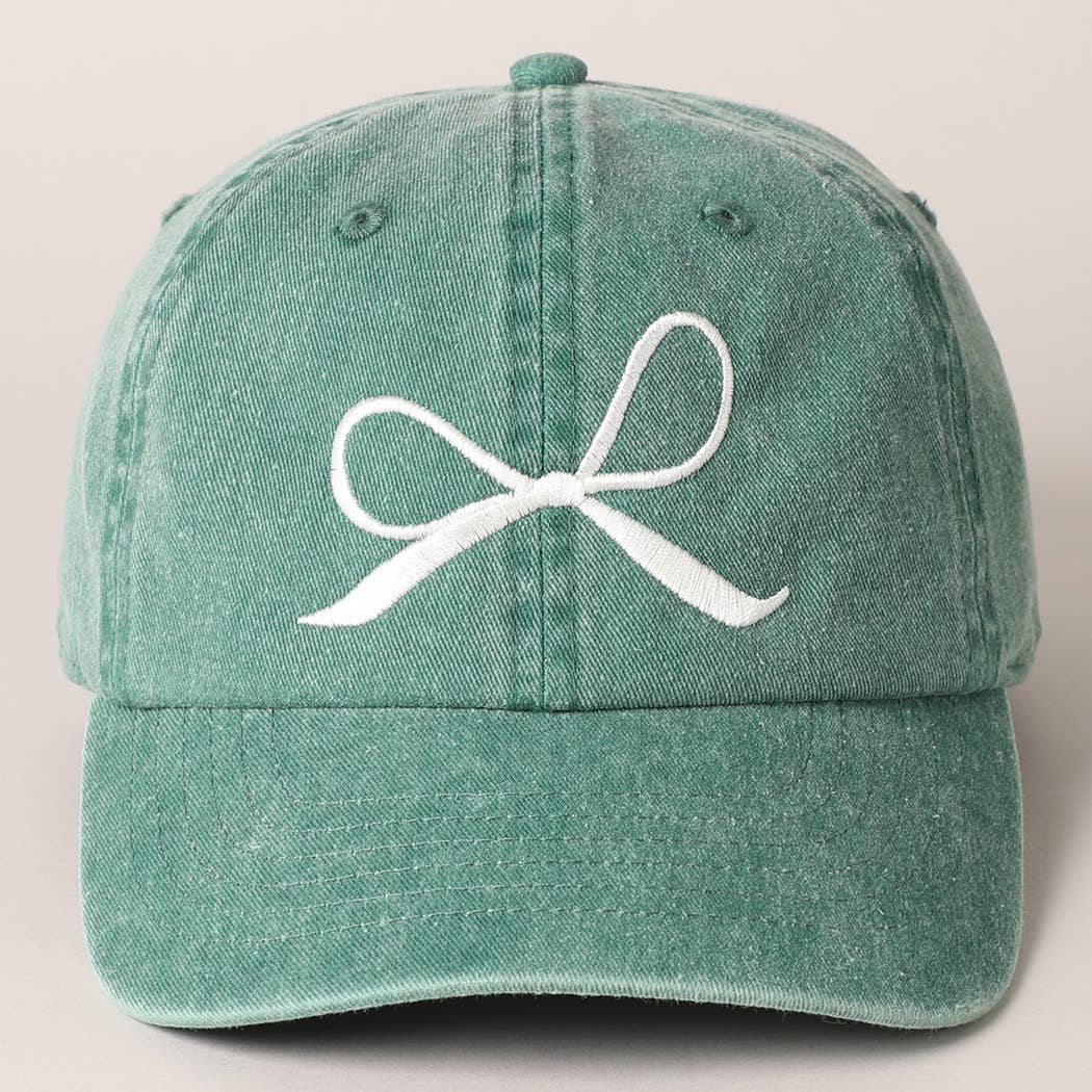 Bow Embroidered Cotton Baseball Cap: Sand / One Size